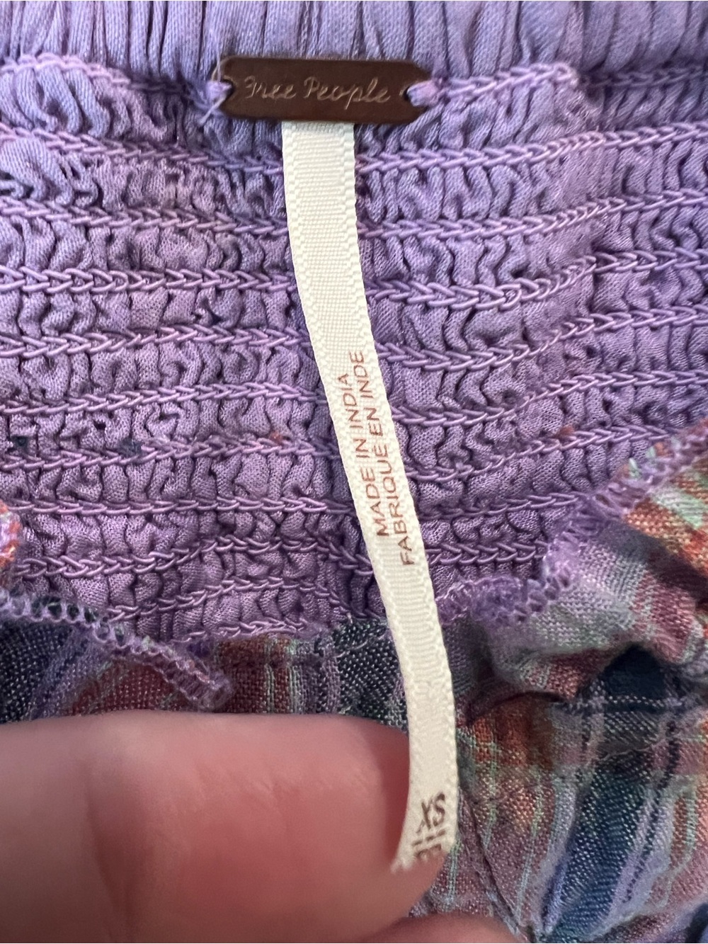 Free People Lavender Plaid Smocked Puff-Sleeve Crop Top - Picture 5 of 16
